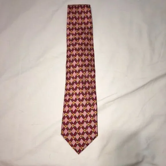 Mens Tie Vintage Pink Red Floral Silk Tie Handmade Singapore - Picture 7 of 8